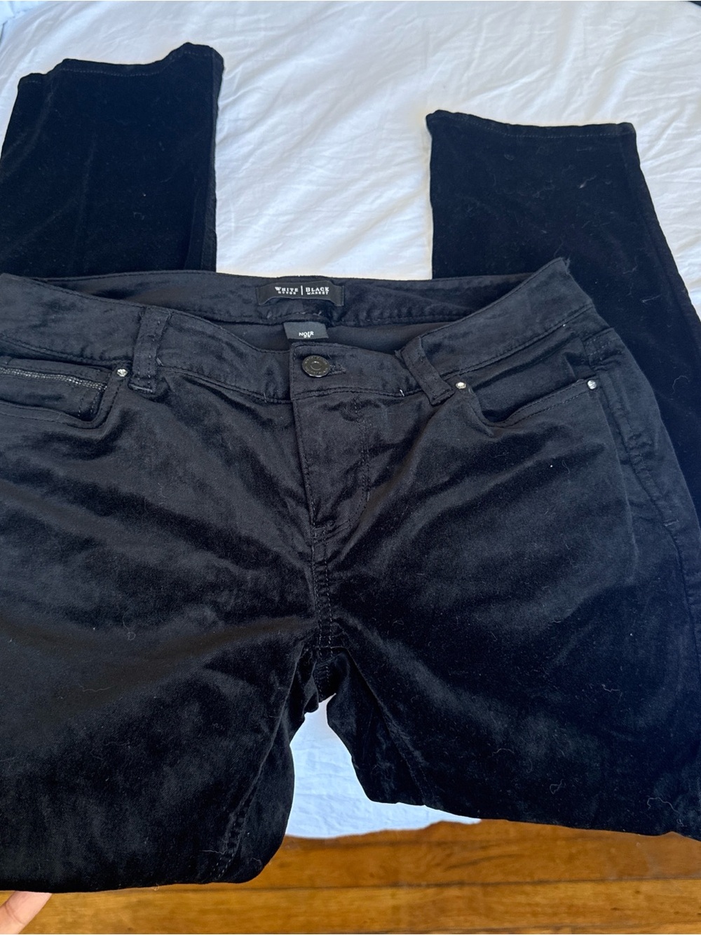 White House Black Market Black Skinny Velvet-Effect Jeans